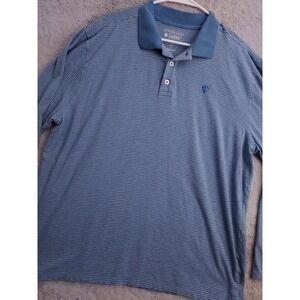 Coolibar Polo Shirt Mens Extra Large Striped Blue Golf UPF Bamboo Blend Outdoor